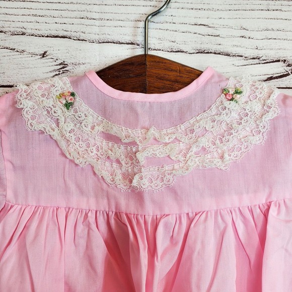 Vintage Toddletime 70's 80's Baby Girl Pink Dress Size 24M US Made - Picture 3 of 9